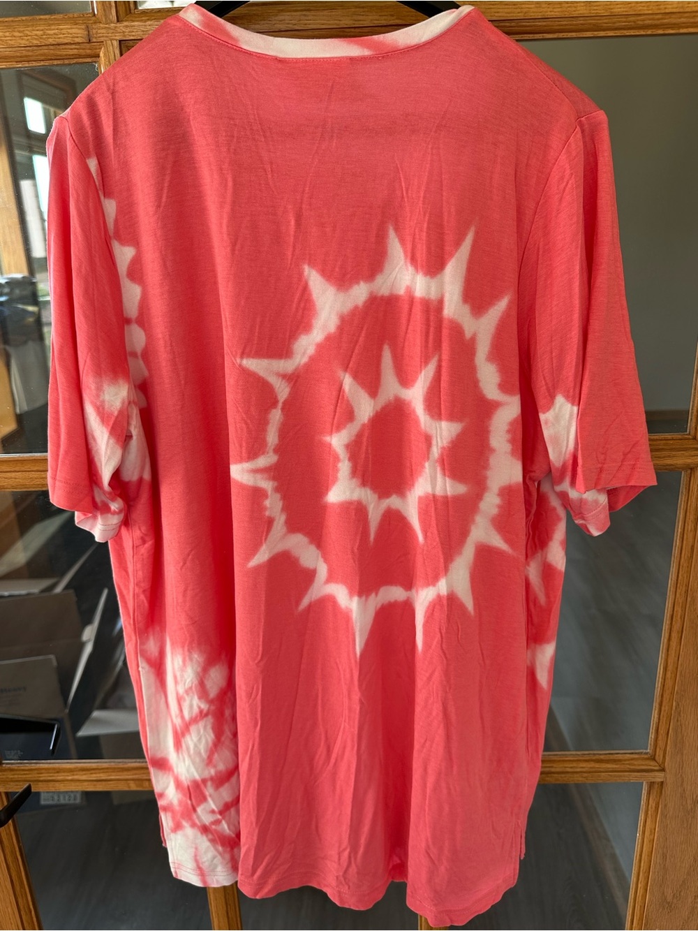 Quacker Factory Pink & White Tie-Dye Short Sleeve Tee with Rhinestones - Picture 2 of 2